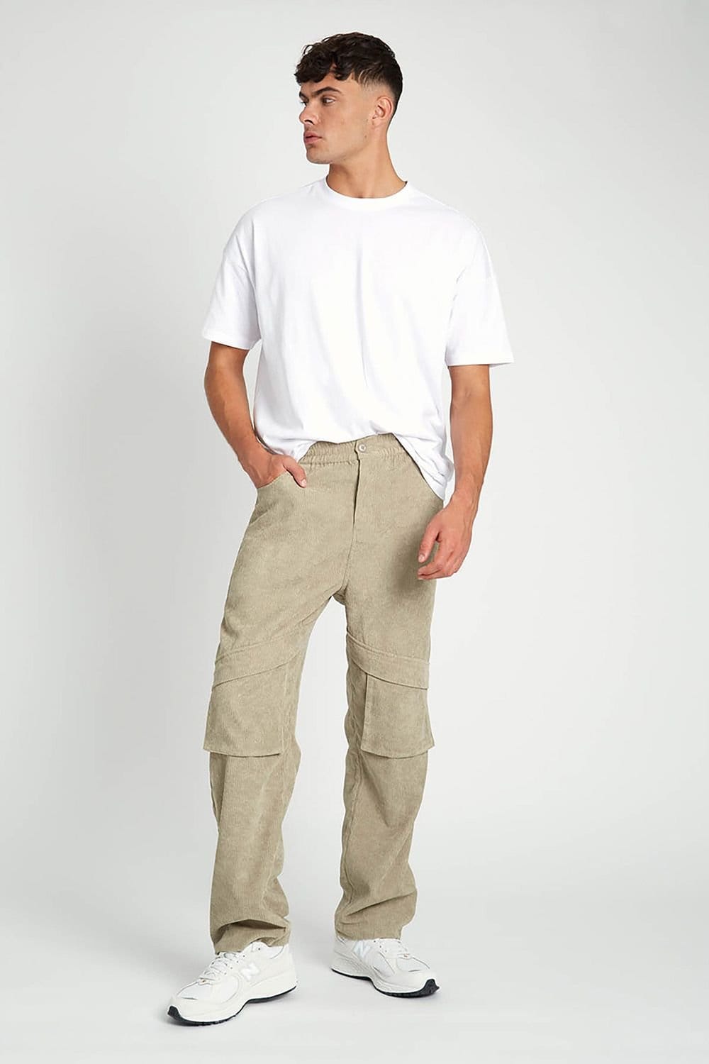 Native Youth Native Youth Men's Corduroy Straight Leg Cargo Pocket Trousers in Green - 4