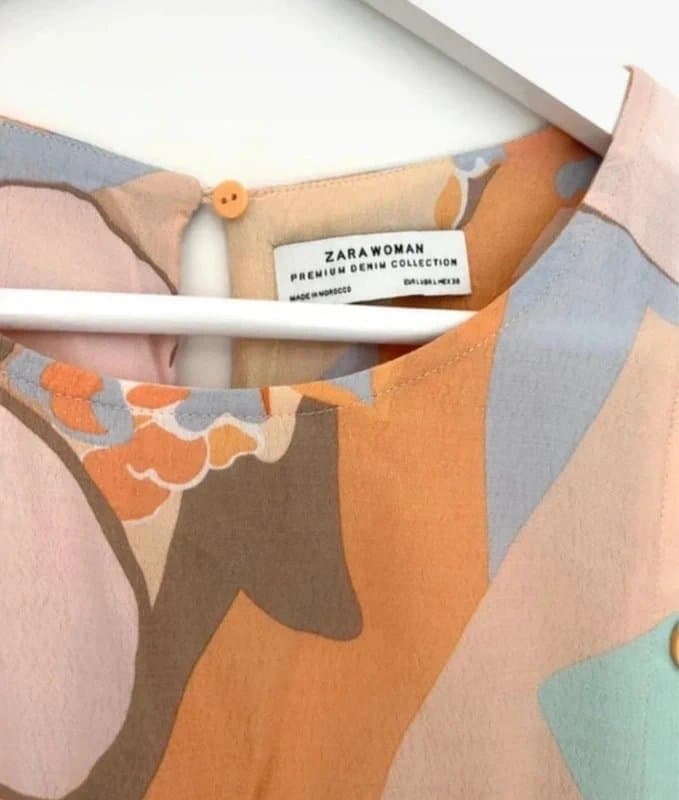 Zara Woman 🌸 Zara Woman Floral Mini Dress UK S Orange Pastel Retro Button Tea Dress Summer