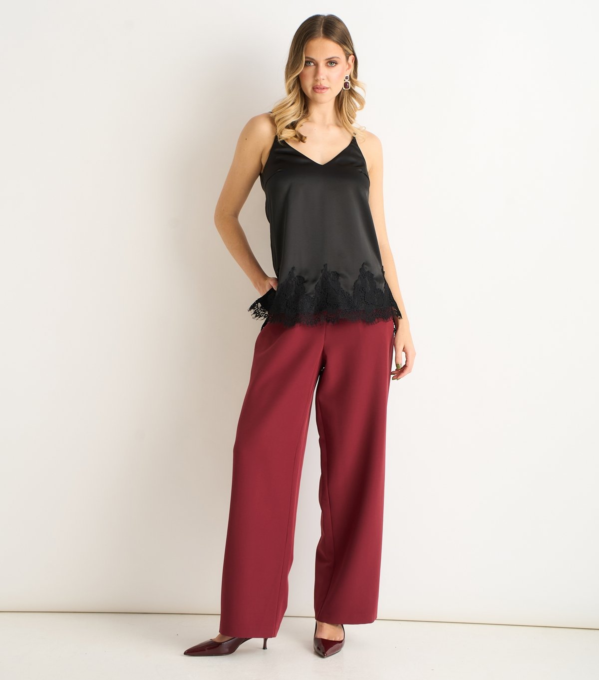 Gini London Women's Black Lace Trim Cami Top Gini London New Look - 1