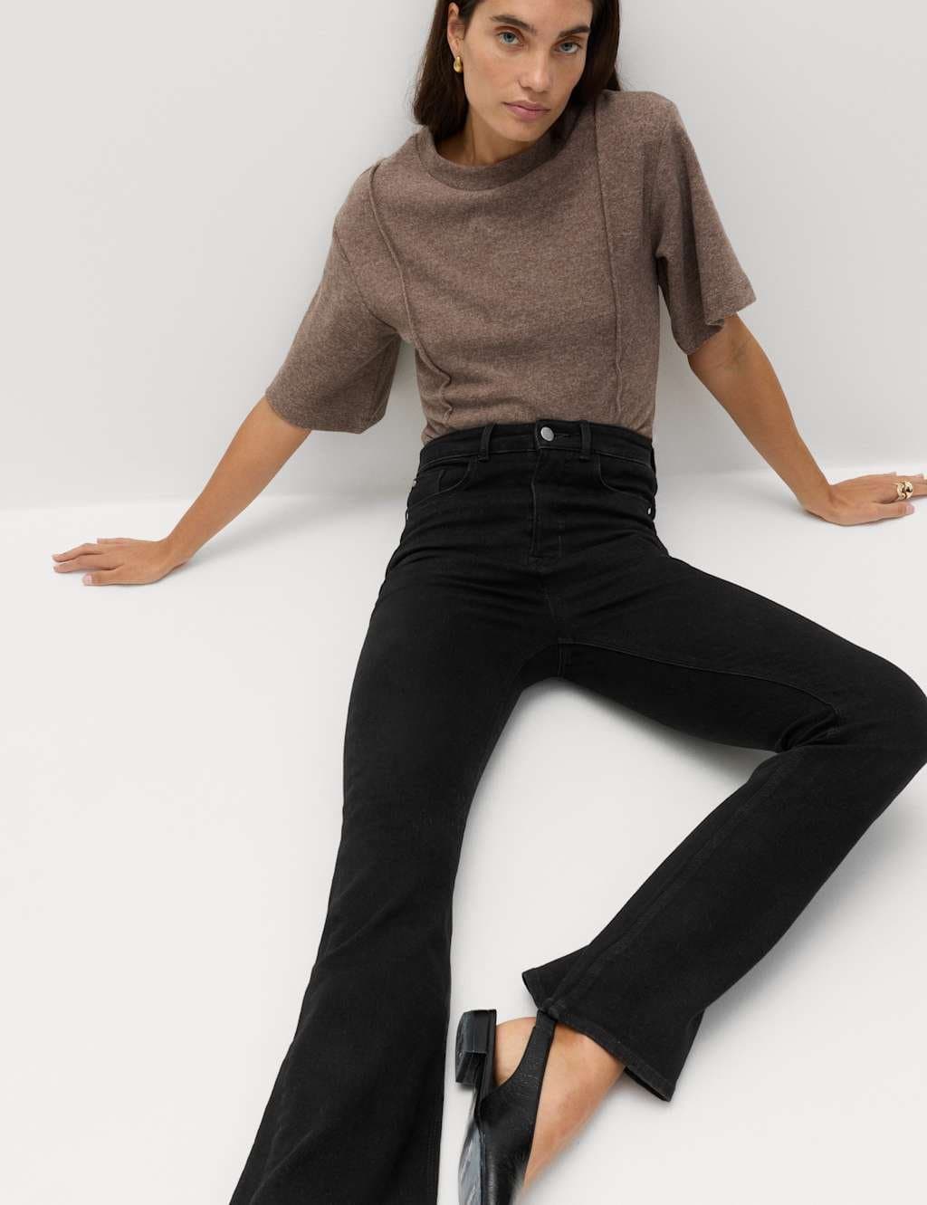 Marks & Spencer M&S Magic Shaping High Waisted Slim Flare Jeans Black