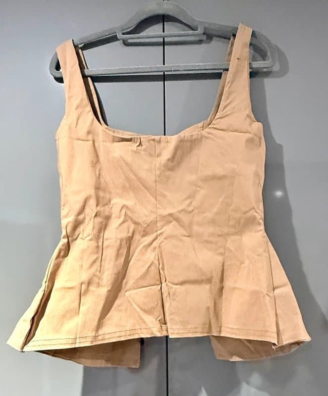 PrettyLittleThing PrettyLittleThing Camel Corset Lace-Up Top – UK 12 – BNWT – Peplum Cami