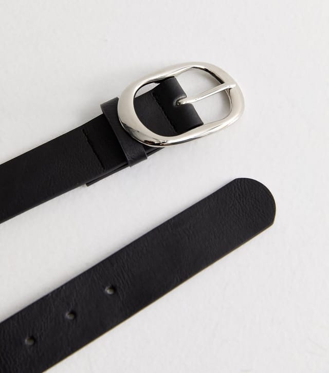 New Look Black Leather-Look Buckled Belt New Look - 3