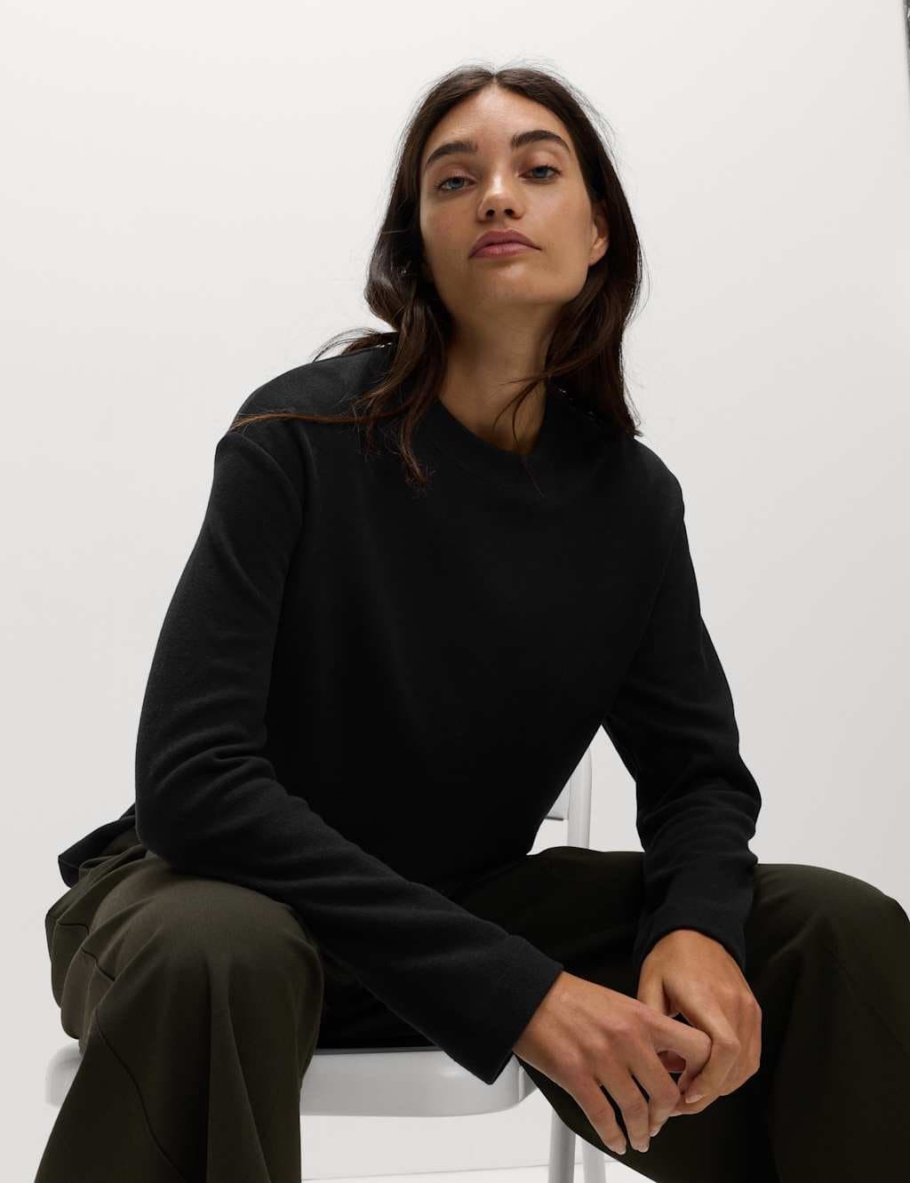 Marks & Spencer M&S Black Cotton Rich Cosy Sweatshirt