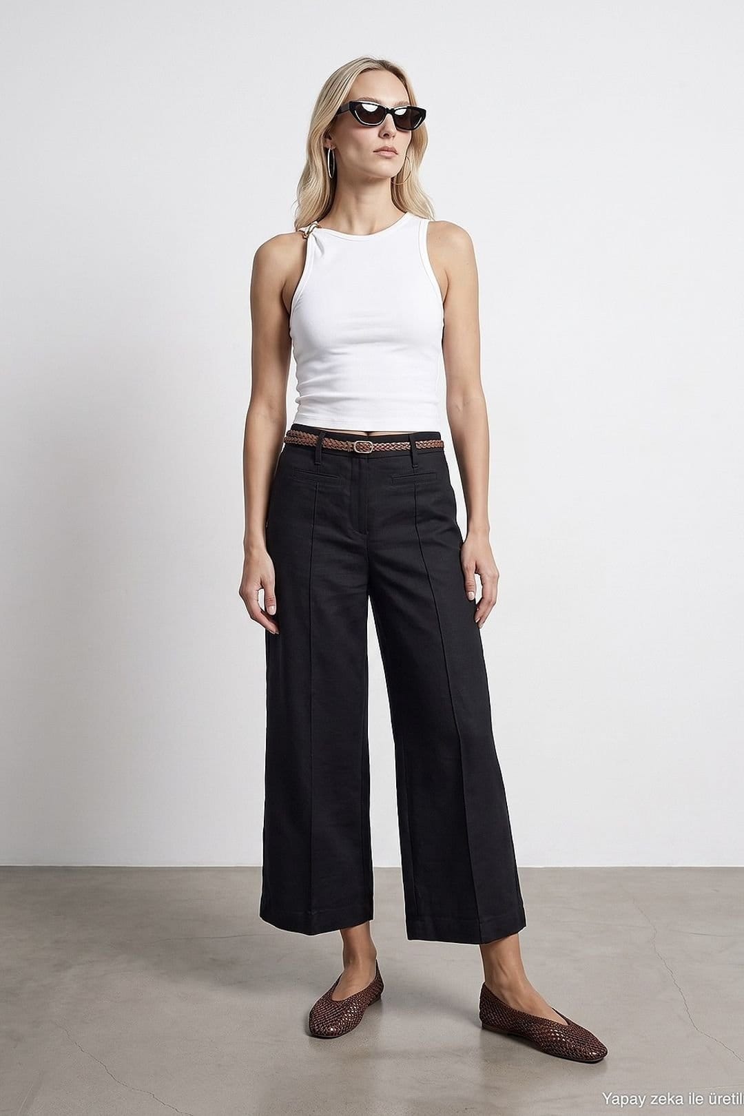 Dilvin Dilvin Women's Linen Blend Pants in Black - 4