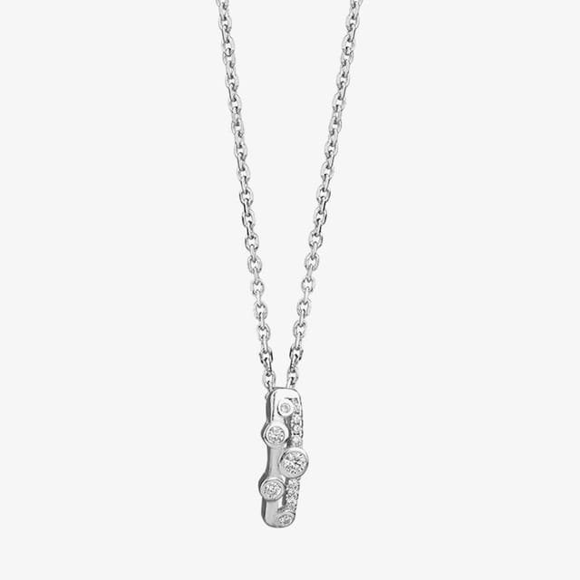 T.H.Baker T.H.Baker Women's Silver Cubic Zirconia Twin Row Pendant & Earring Set SET11971 - 3