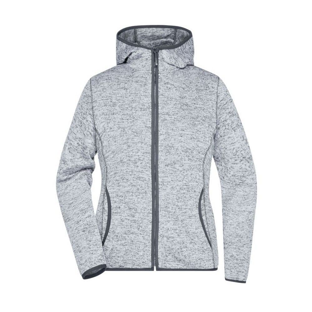 James and Nicholson James and Nicholson Women's Knitted Fleece Hoodie in Light Grey
