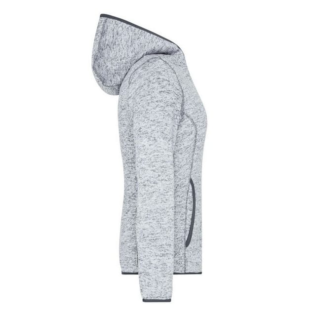 James and Nicholson James and Nicholson Women's Knitted Fleece Hoodie in Light Grey - 3