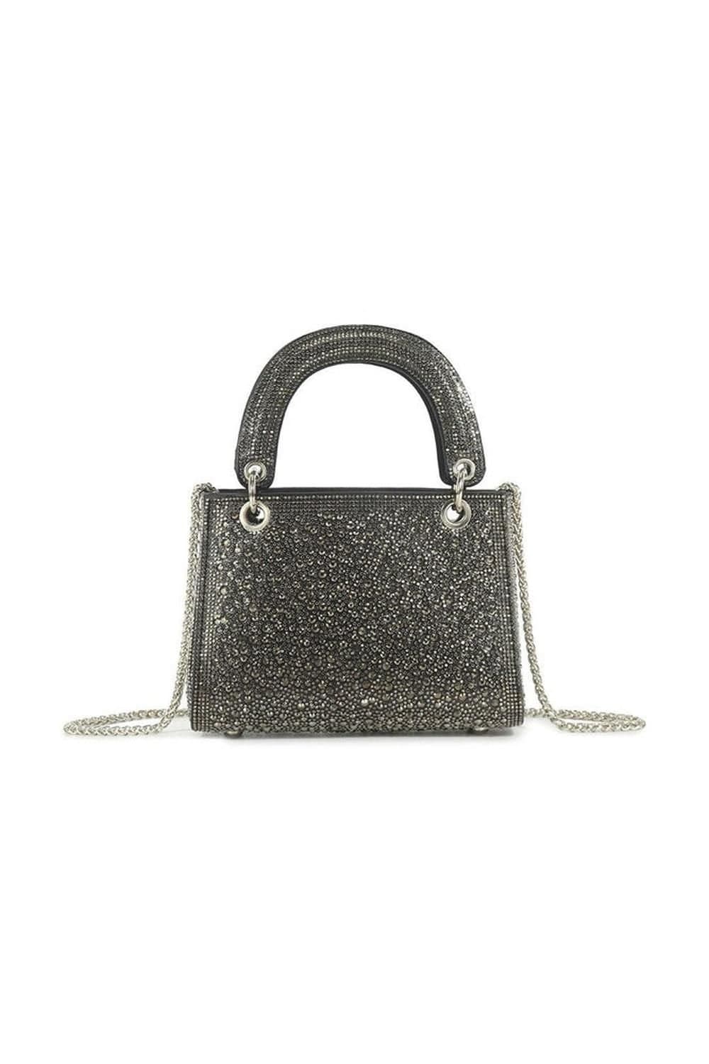 Miss Diva Miss Diva Black Diamante Embellished Handle Bag