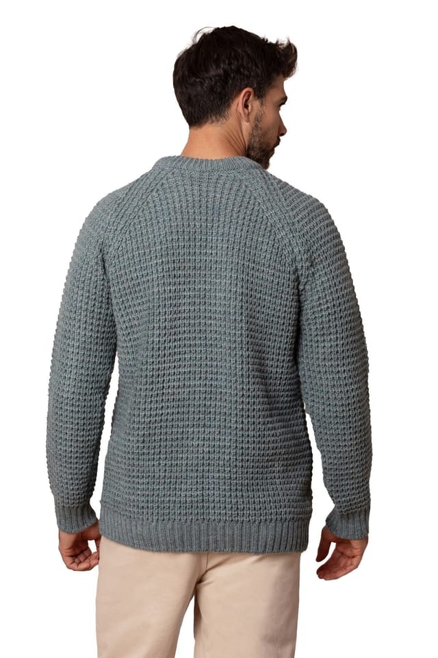 Celtic & Co Celtic & Co Men's British Waffle Stitch Crew in Duck Egg Blue - 3