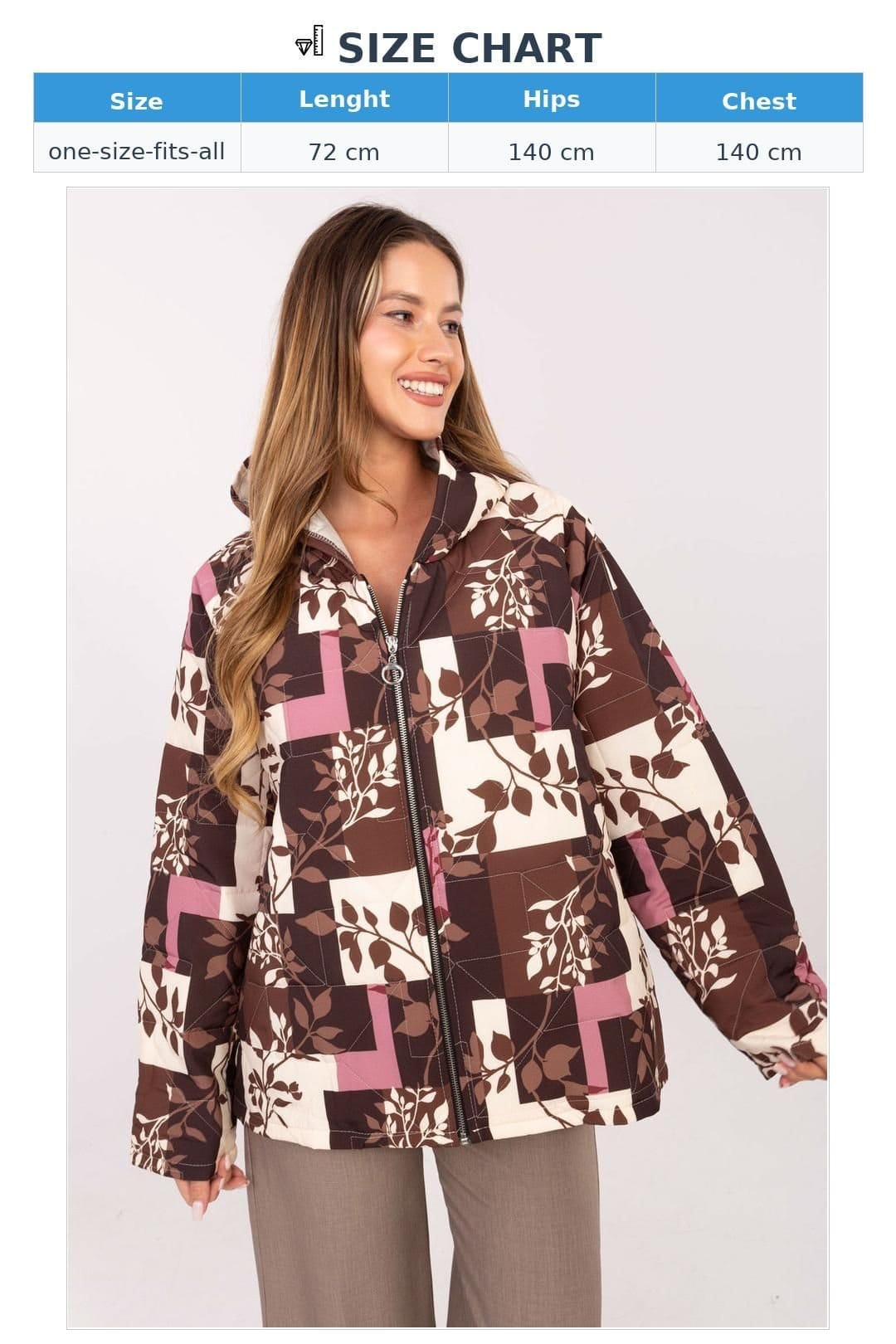 Love Lace Love Lace Women's Colorful Quilted Hooded Print Jacket in Brown - 4