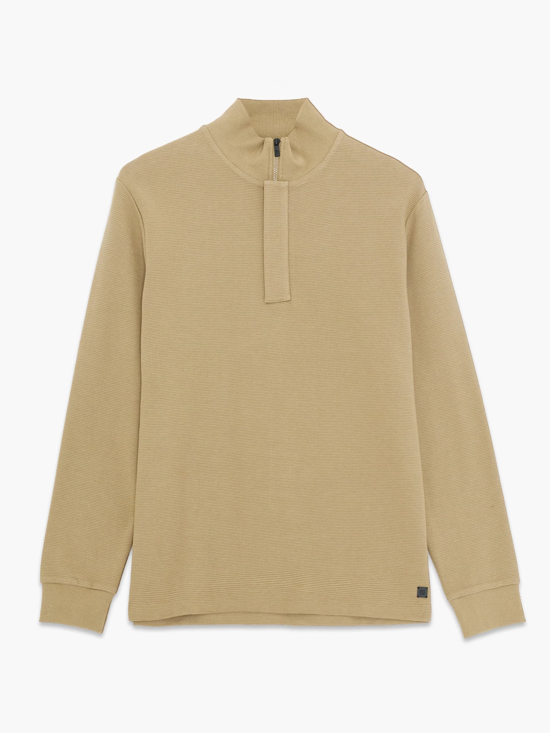 French Connection Taupe Ottoman Half Zip Sweatshirt Taupe