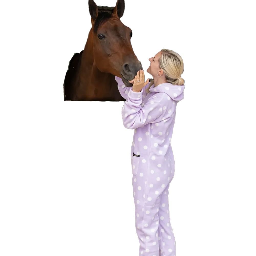 Supreme Products Supreme Products Men's Polka Dot Fleece Jumpsuit in Pale Lilac - 2