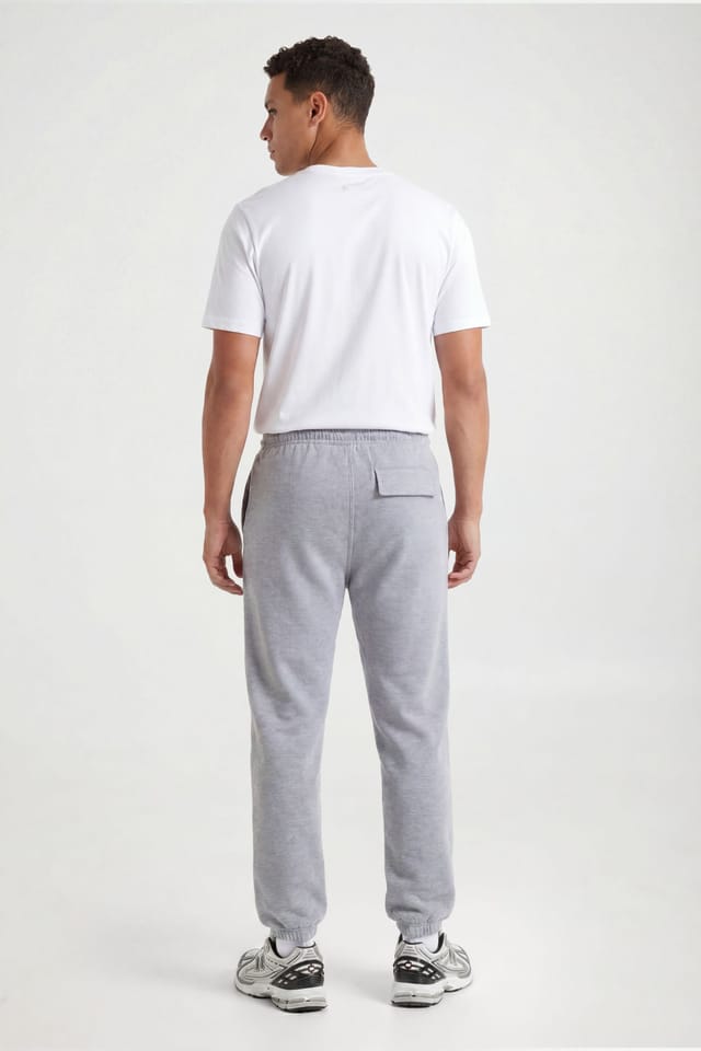 CICAY CICAY Men's Elastic Hem Joggers - Cotton Blend Tapered Fit in Mid Grey - 3