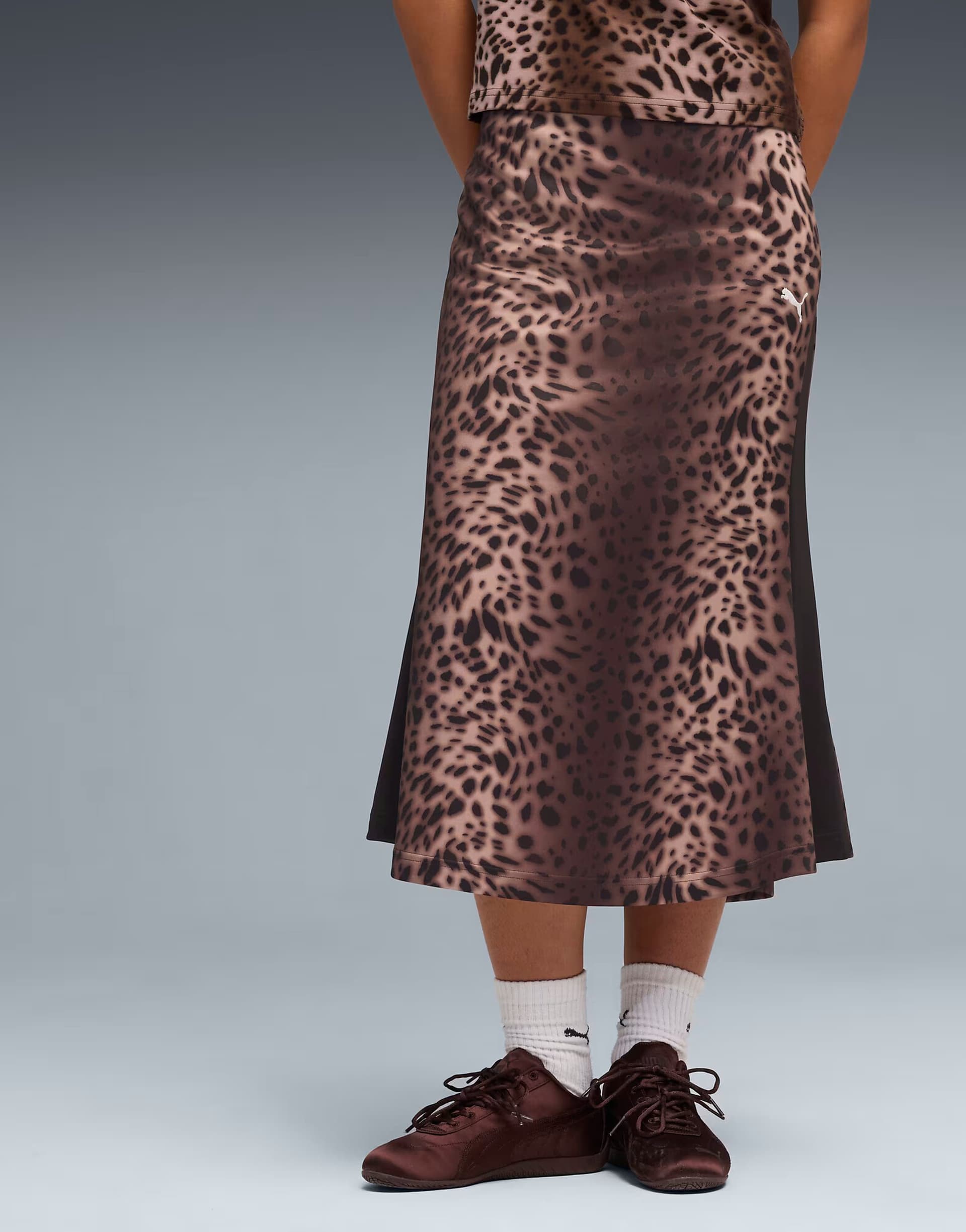 ASOS Puma T7 leo luxe track midi skirt in puma black
