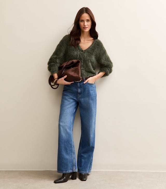 New Look Women's Light Khaki Super Fluffy Button Up Cardigan New Look - 3