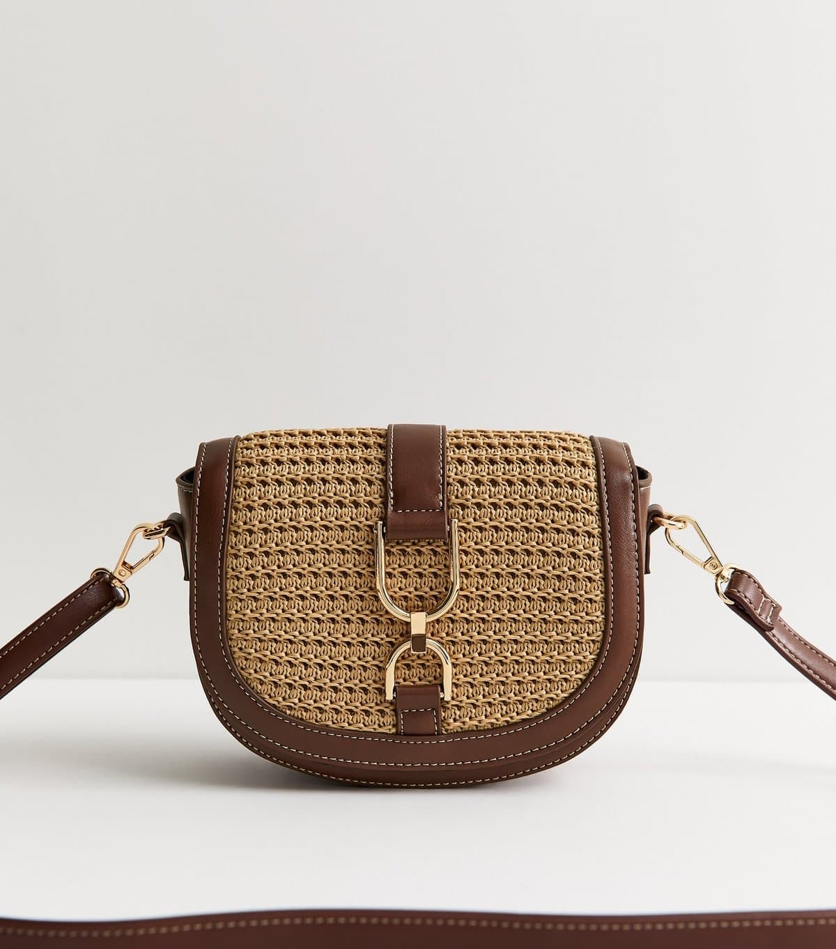 New Look New Look Brown Woven Saddle Crossbody Bag