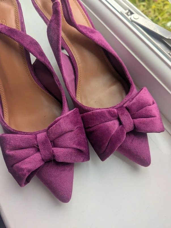 ASOS Purple Velvet Slingback Heels Bow ASOS Design – UK 6 | Statement Occasion Shoes