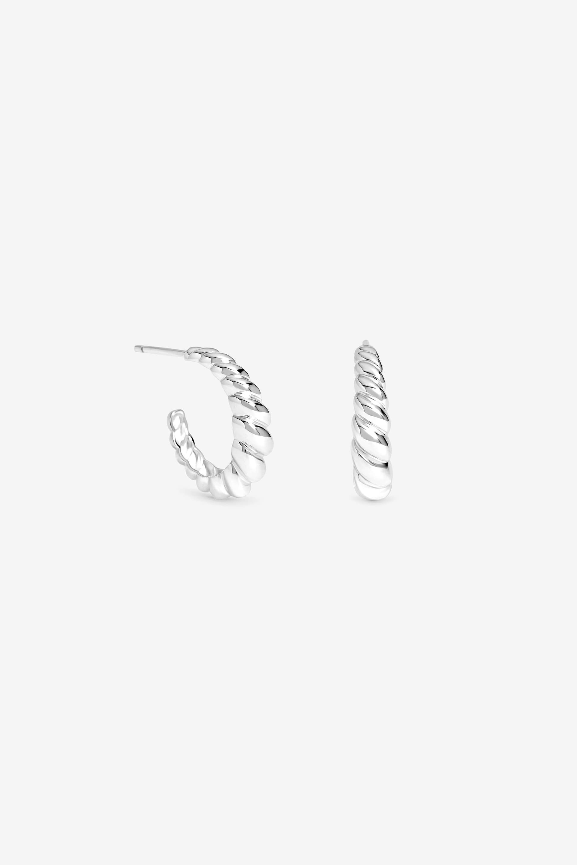 Simply Silver Simply Silver Women's Sterling Silver Plated Ridged Hoop Earrings