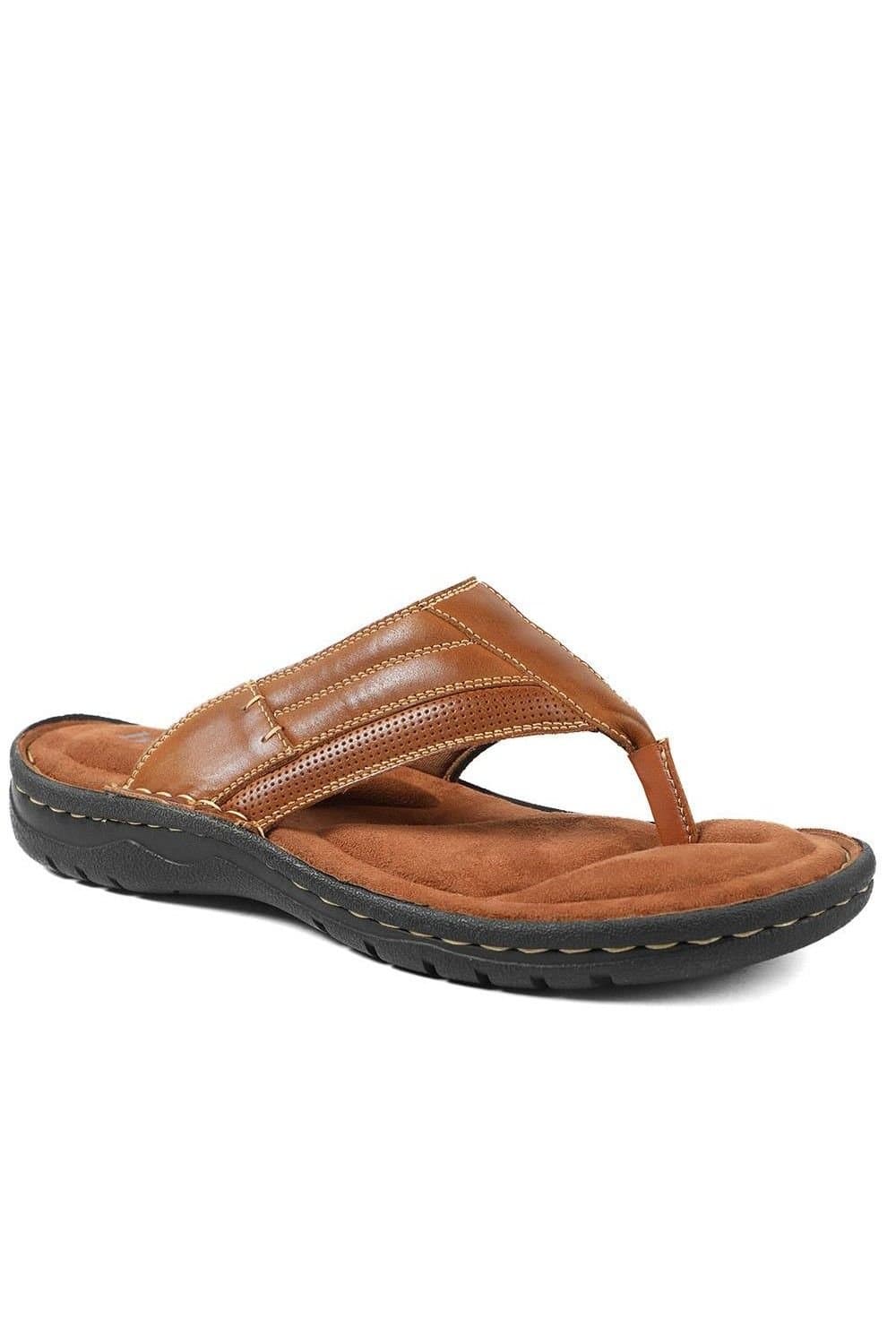 Pavers Pavers Men's Leather Slip On Sandals in Tan