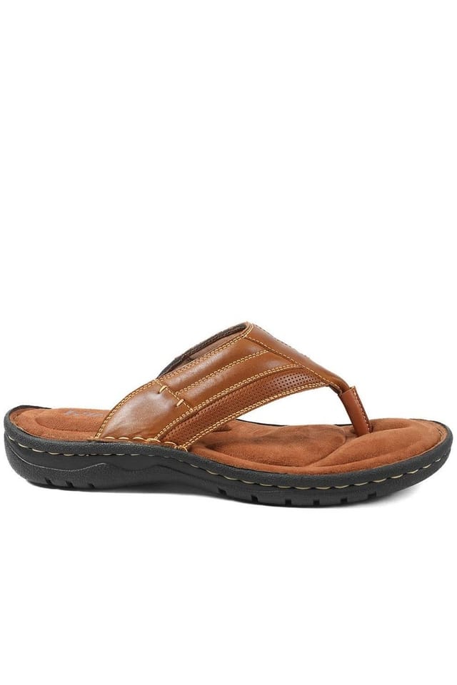 Pavers Pavers Men's Leather Slip On Sandals in Tan - 2