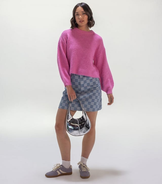 Sunshine Soul Women's Light Blue Check Chambray Mini Skirt Sunshine Soul New Look - 2