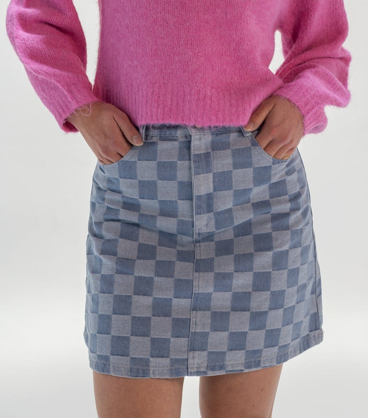Sunshine Soul Women's Light Blue Check Chambray Mini Skirt Sunshine Soul New Look - 4
