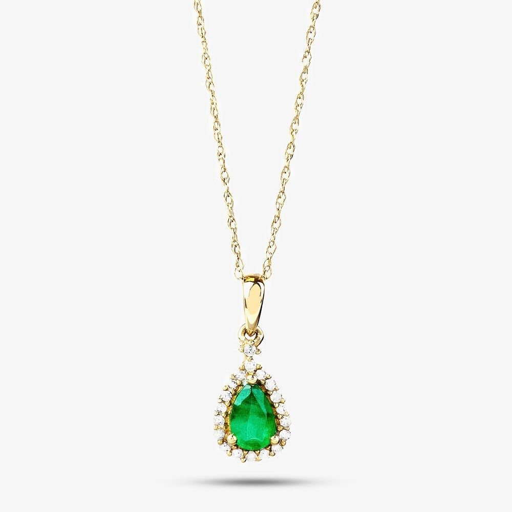 T.H.Baker T.H.Baker Green Emerald Pendant Necklace in 9ct Gold