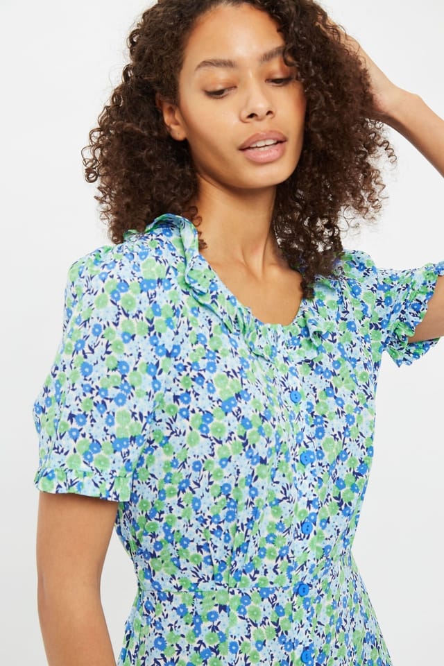 Louche Louche Women's Halcyon Flower Bed Print Short Sleeve Midi Dress - 3