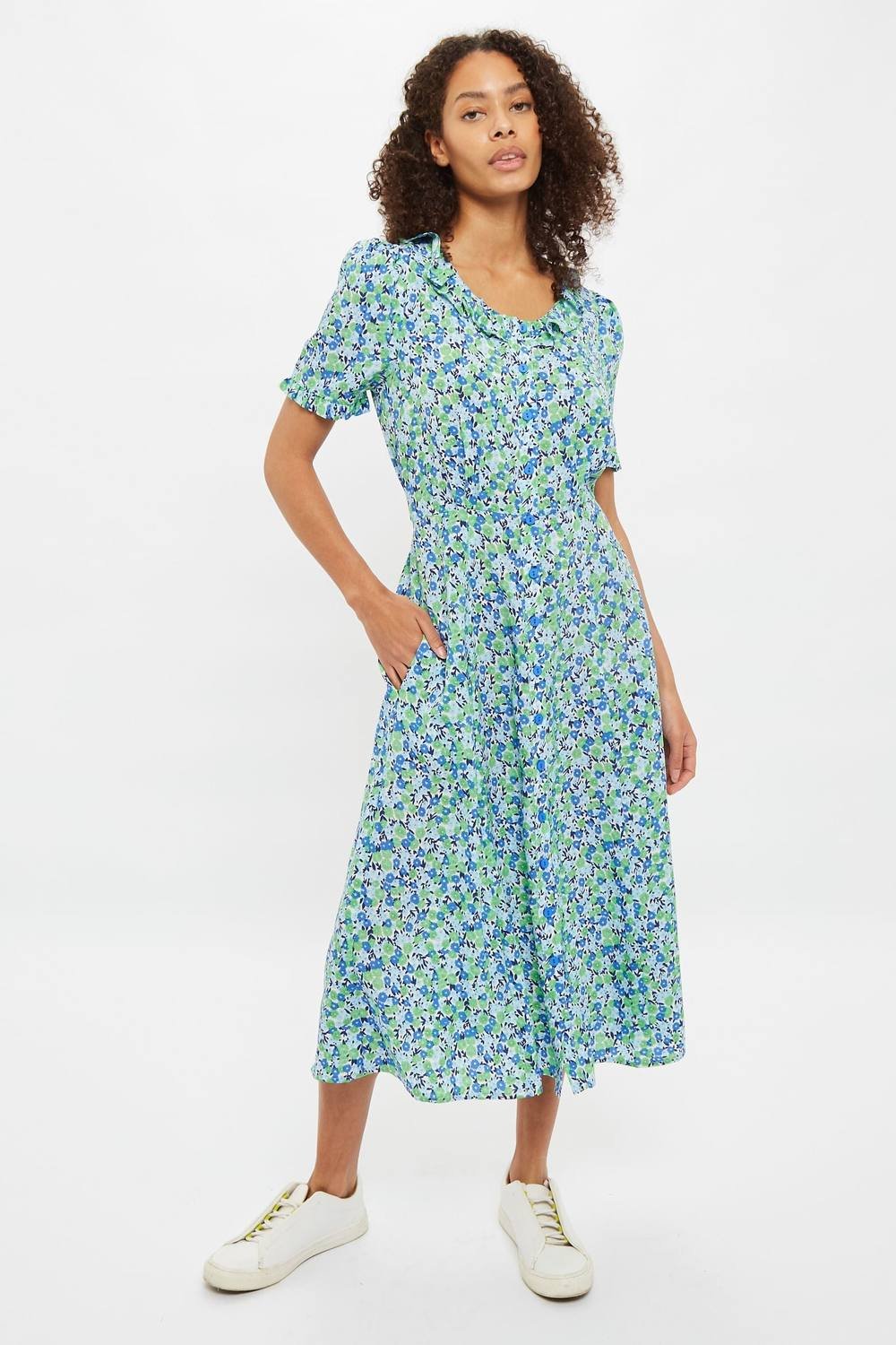 Louche Louche Women's Halcyon Flower Bed Print Short Sleeve Midi Dress - 4