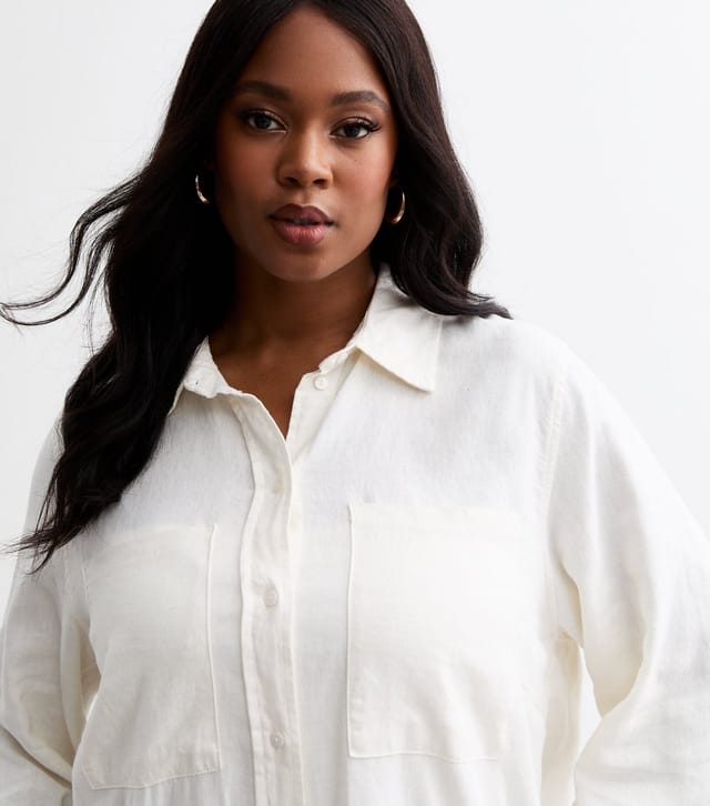 Only Women's Plus Size Linen-Blend Shirt Curves ONLY New Look - 2
