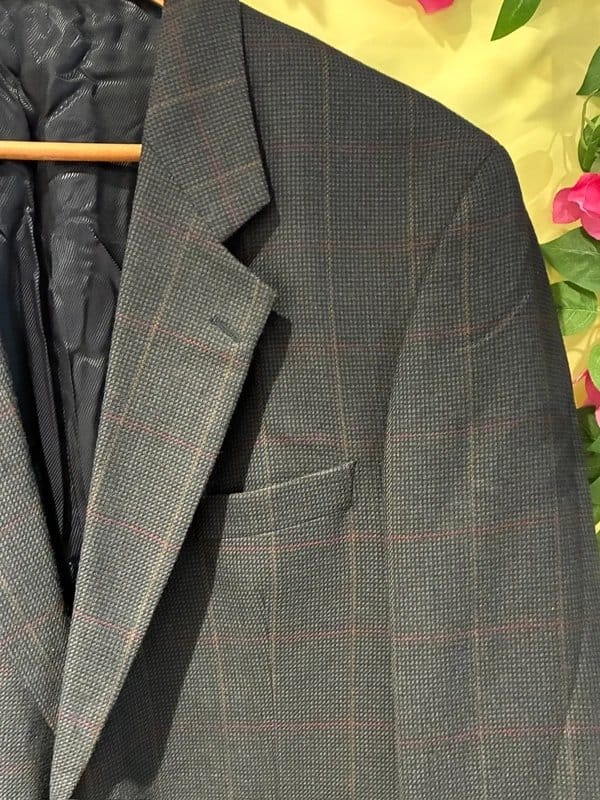 St Michael Grey Plaid Wool Blazer – Size 44” Chest