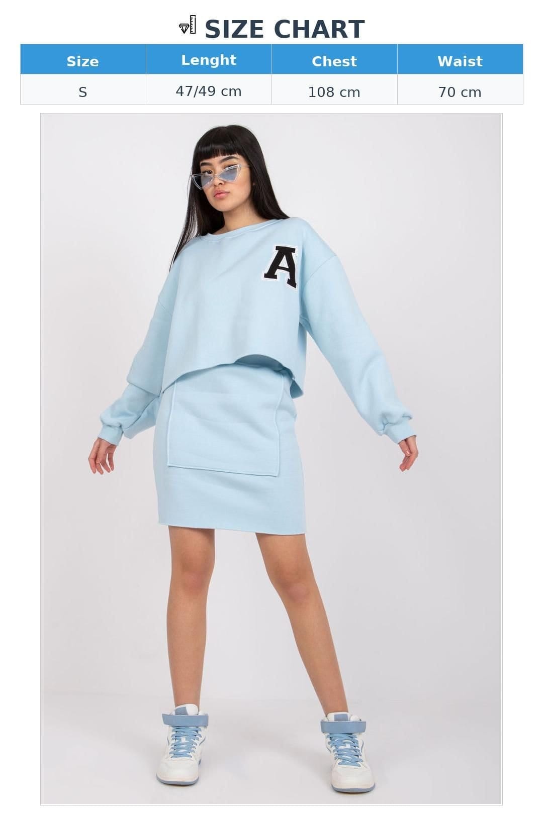 Love Lace Love Lace Women's Letter Print Blouse & Pencil Skirt Set in Blue - 4