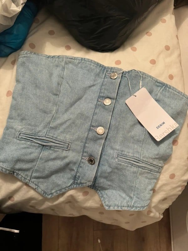 Bershka Light Blue Denim Corset