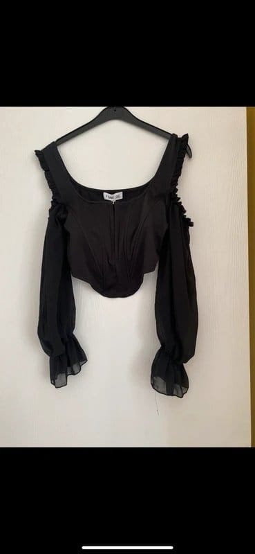 ASOS Black Corset Style Cold Shoulder Top