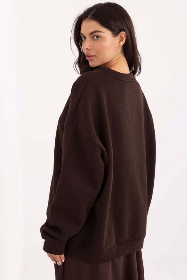 Love Lace Love Lace Women's Classic Cotton Elastane Embroidered Sweatshirt Style 220862 in Brown - 3