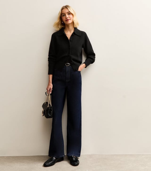 New Look Women's Black Midweight Knit Collared Cardigan New Look - 3