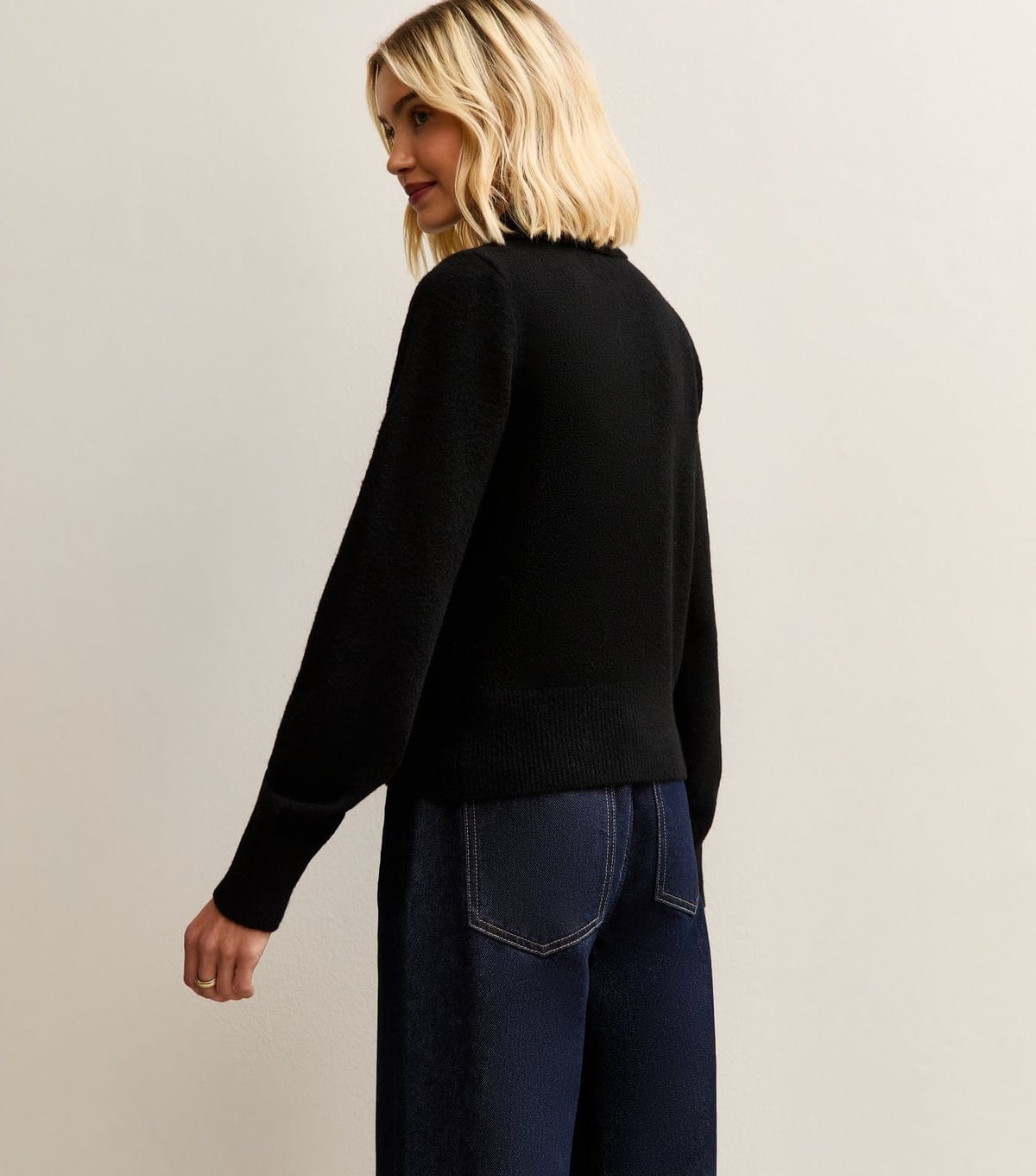 New Look Women's Black Midweight Knit Collared Cardigan New Look - 4