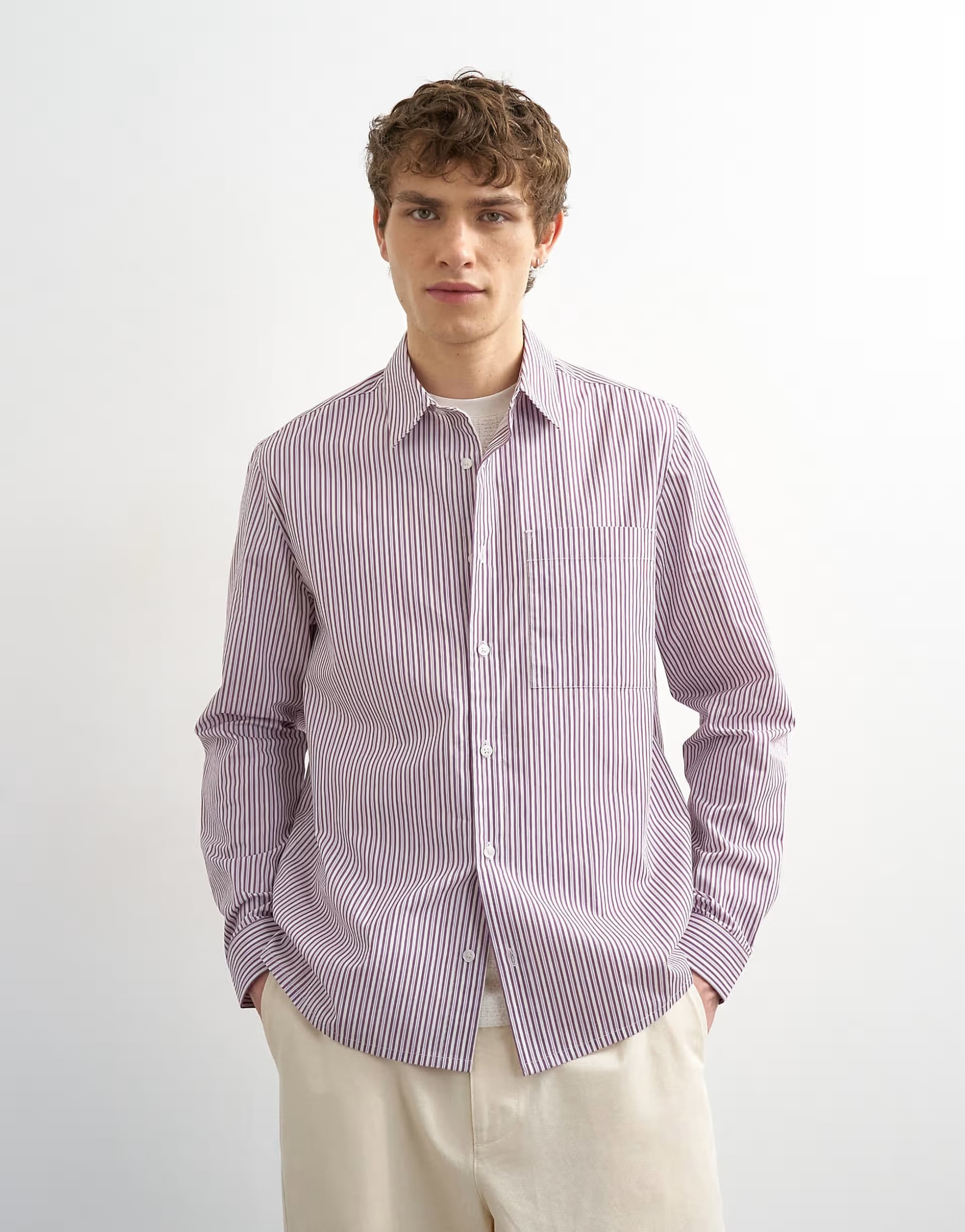 ASOS Topman relaxed fit stripe shirt in purple