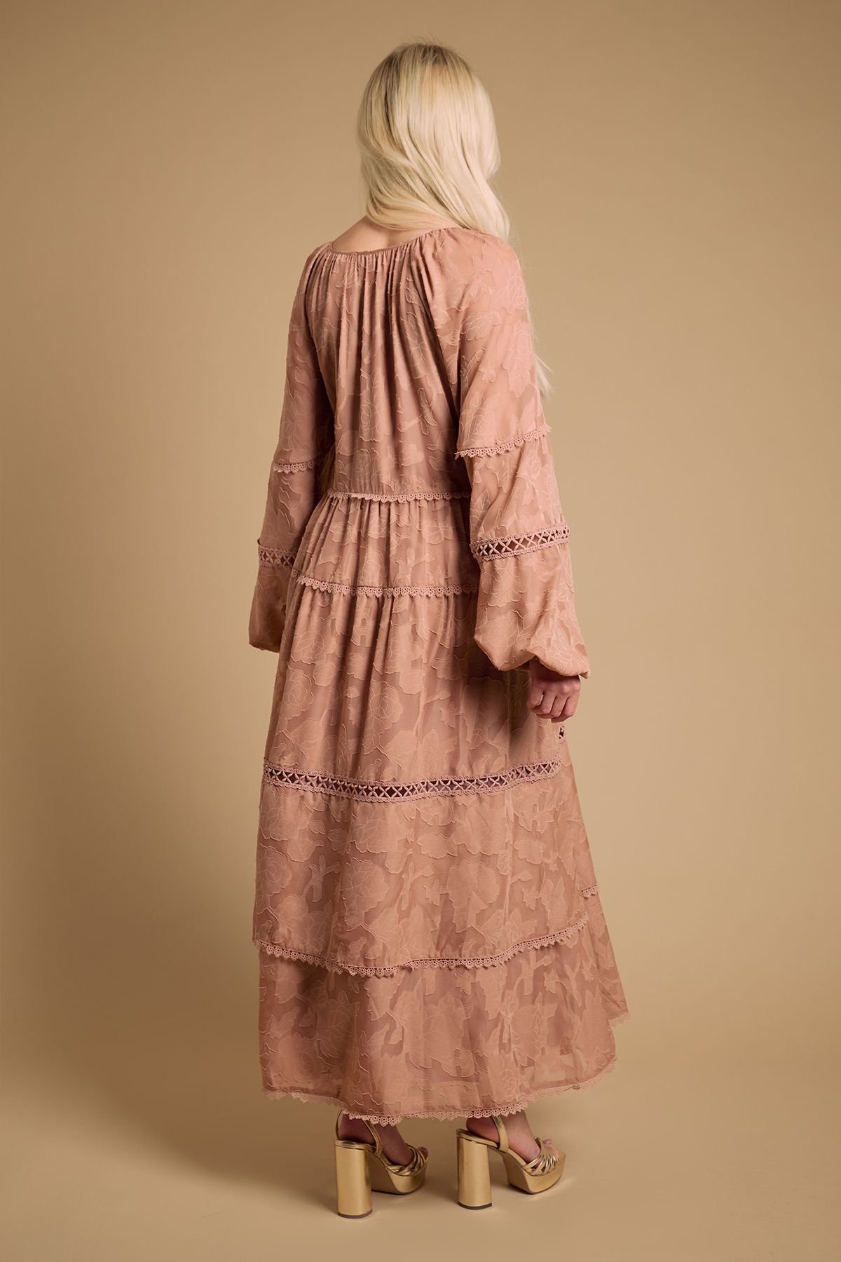 Oasis Oasis Women's Lace Detail Smock Maxi Dress in Ochre - 3