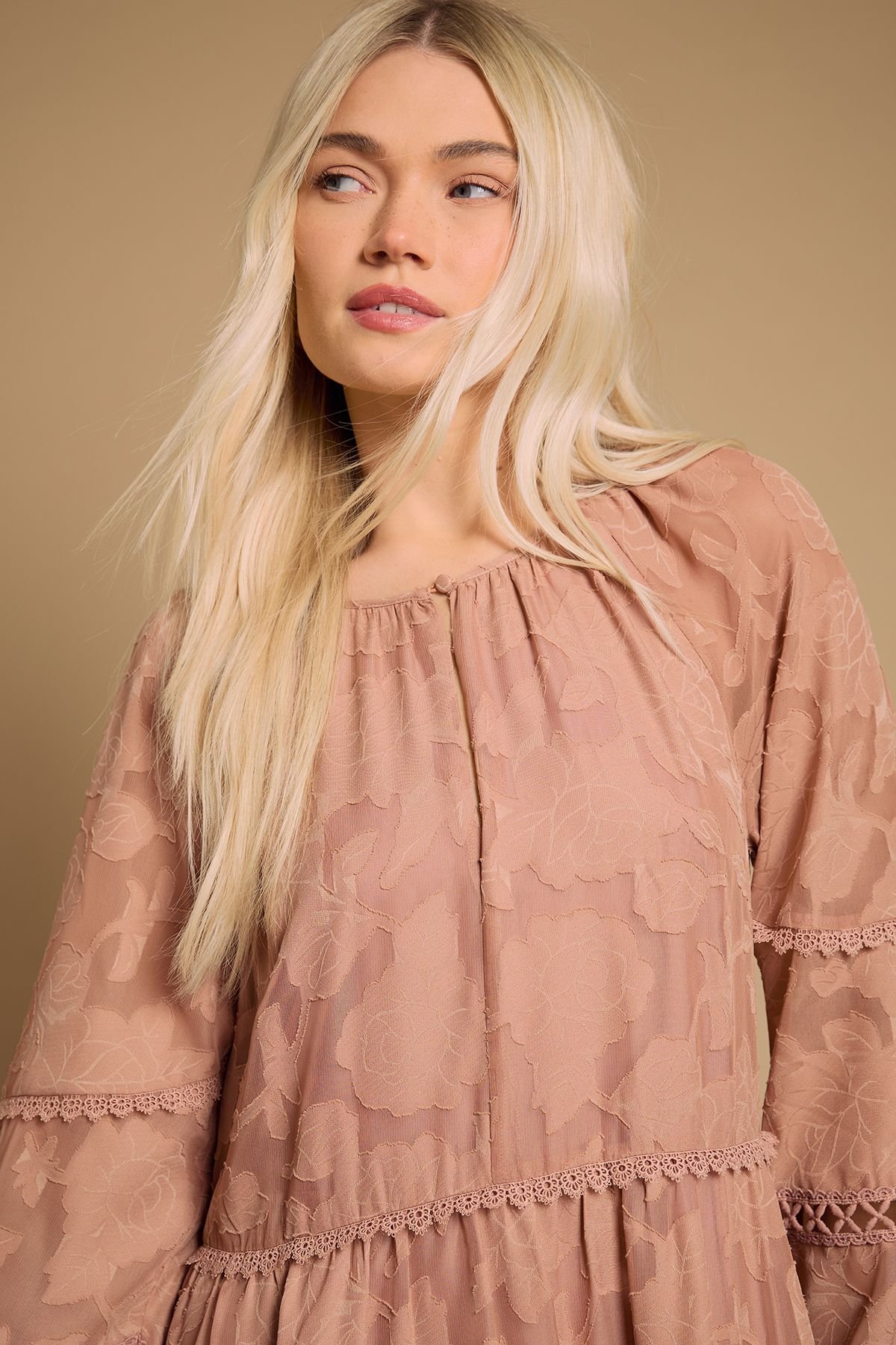 Oasis Oasis Women's Lace Detail Smock Maxi Dress in Ochre - 4