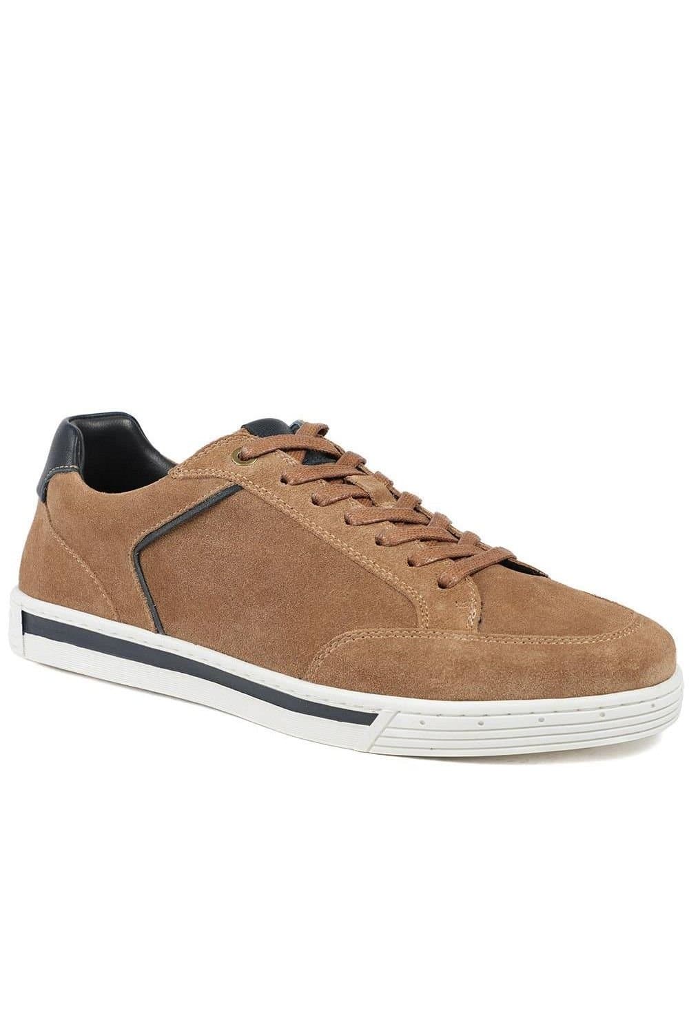 Jones Bootmaker Jones Bootmaker Men's Salvo Premium Leather Lace Up Trainers in Tan