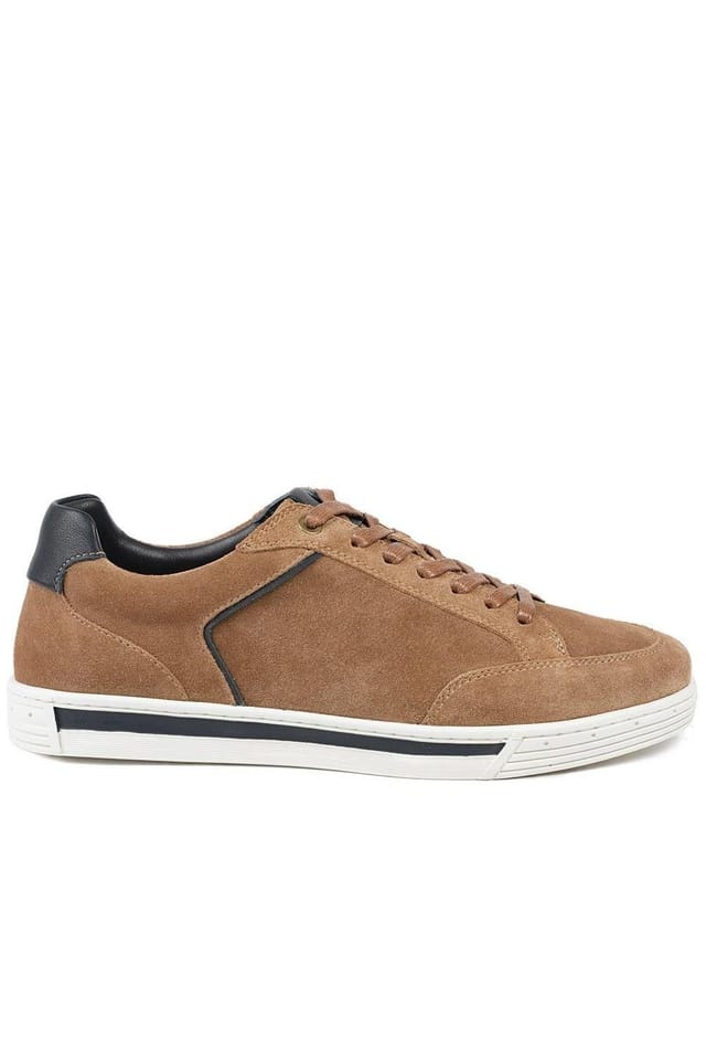 Jones Bootmaker Jones Bootmaker Men's Salvo Premium Leather Lace Up Trainers in Tan - 2