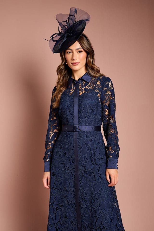 Coast Coast Women's Lace Shirt Dress in Navy - 2