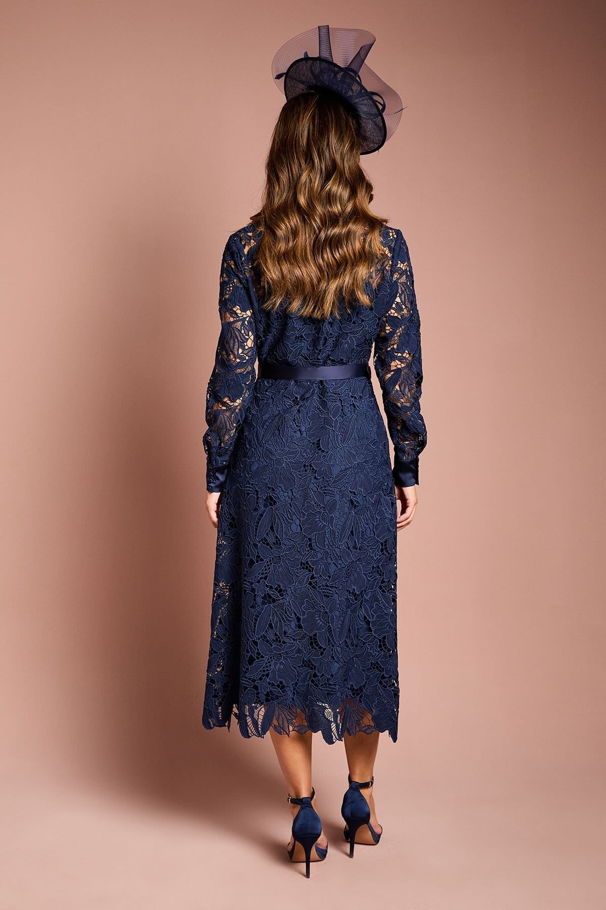 Coast Coast Women's Lace Shirt Dress in Navy - 4