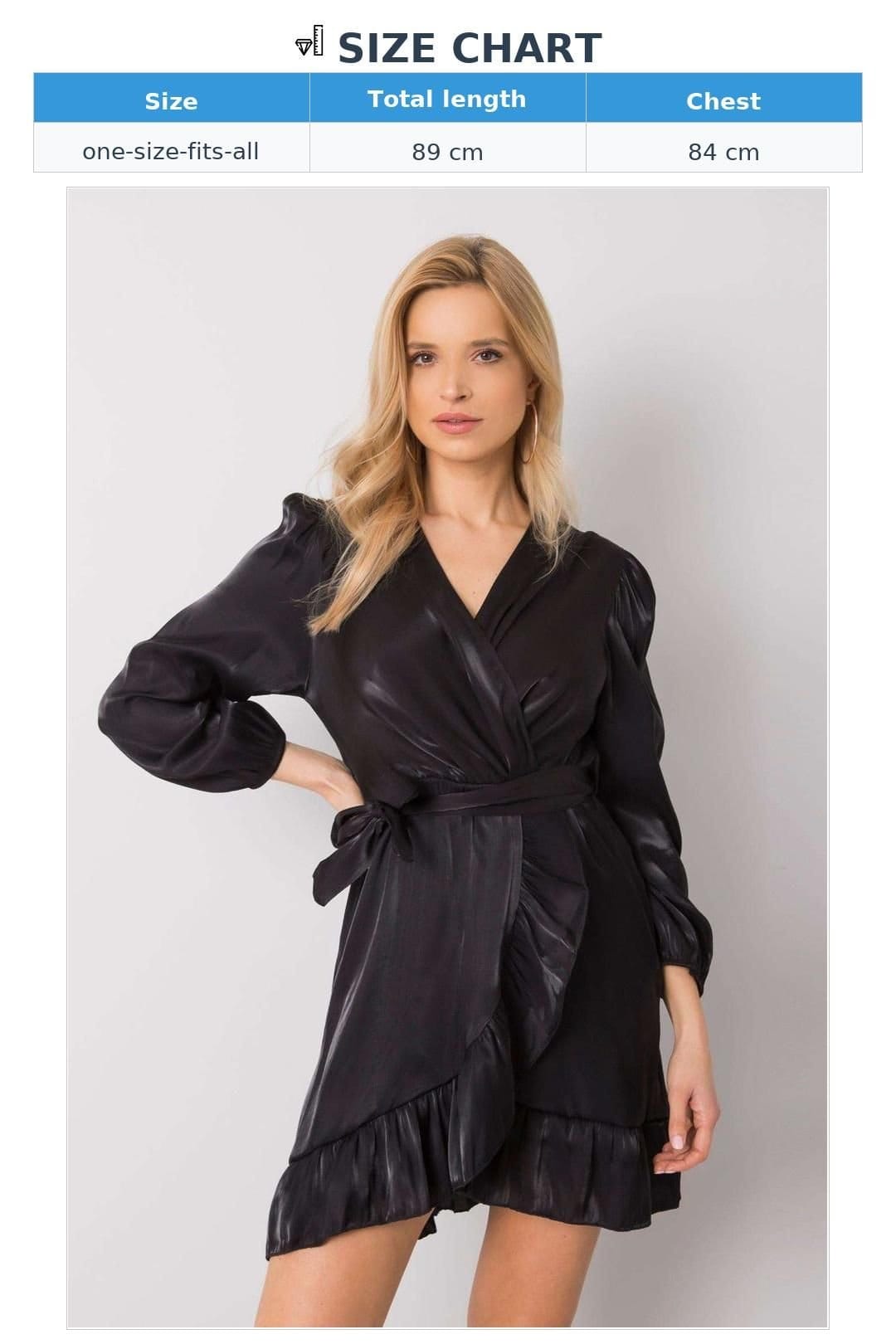 Love Lace Love Lace Women's Evening Long Sleeve Dress with Frill Belt in Black - 4