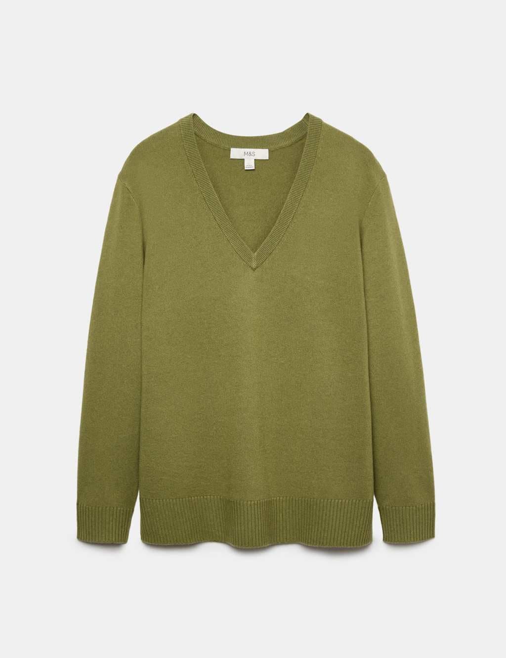 Marks & Spencer M&S Air-Yarn V-Neck Oversized Longline Jumper Sage
