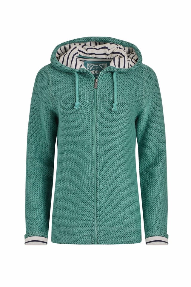 Weird Fish Weird Fish Women's Chicoa Full Zip Macaroni Hoodie in Bottle Green - 2