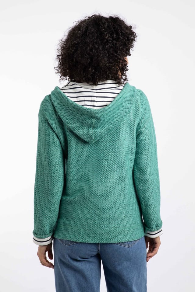 Weird Fish Weird Fish Women's Chicoa Full Zip Macaroni Hoodie in Bottle Green - 3