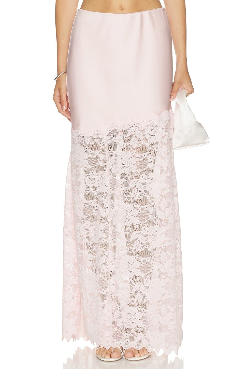 revolve Perrine Lace Combo Satin Skirt