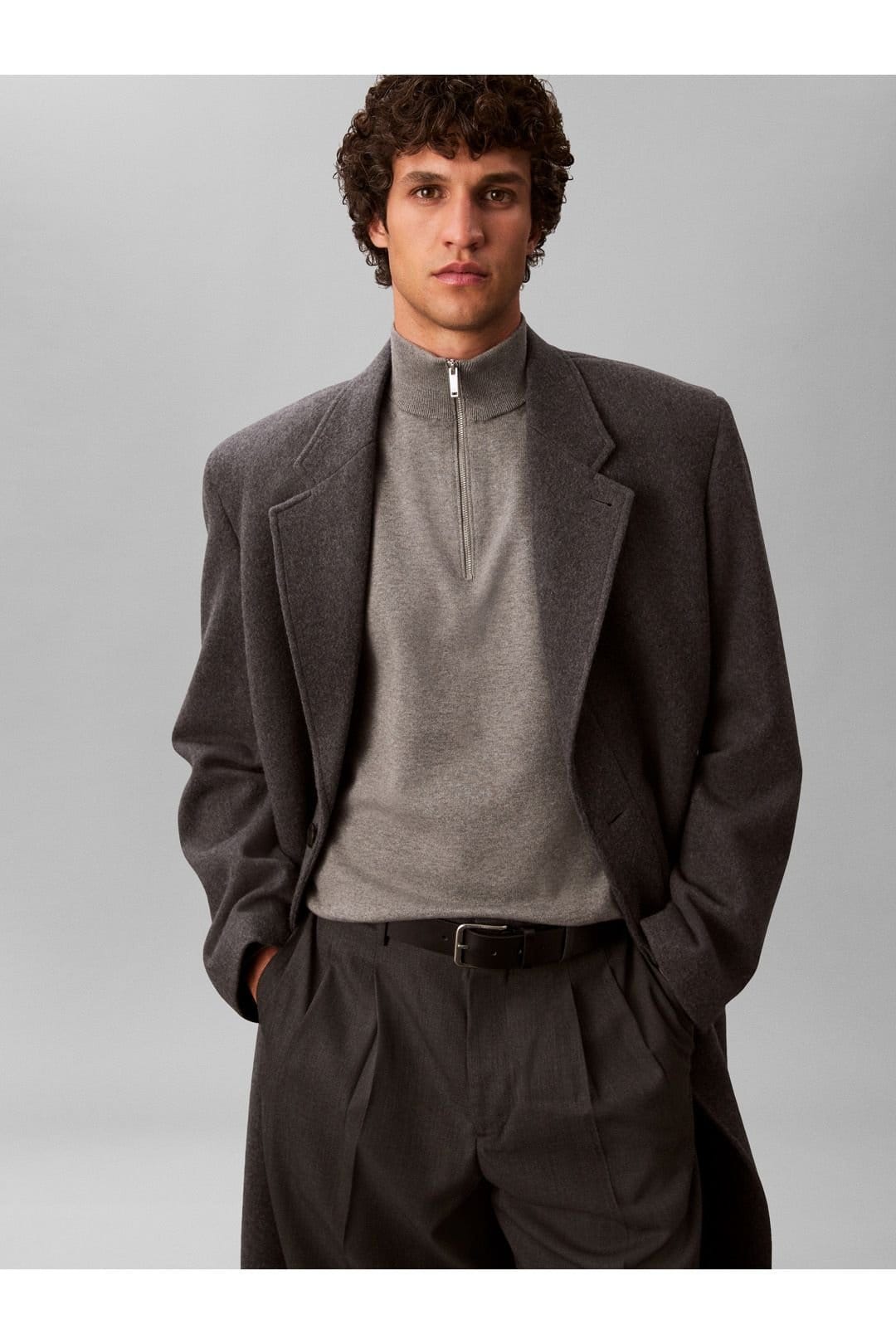 Calvin Klein Calvin Klein Men's LS Supima Qz Sweater Medium Grey Htr - 4